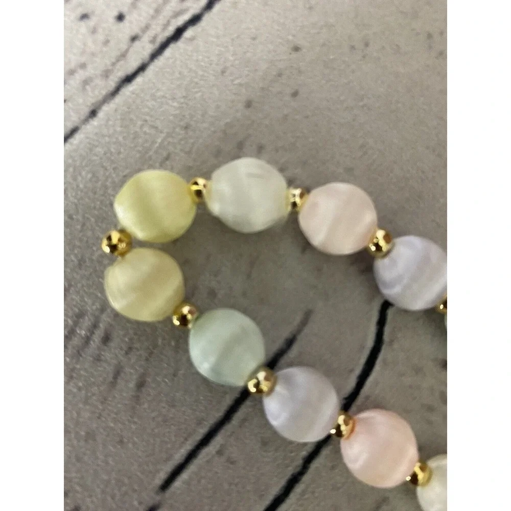 Vintage 1980's Satin Silk Thread Bead  Necklace Multicolor Pastel Beads